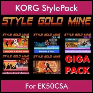 StyleGoldMine By PK GIGAPACK STYLEGOLDMINE Vol. 1  - Vol. 01 to Vol. 05 - 428 Styles for KORG EK50CSA in STY format