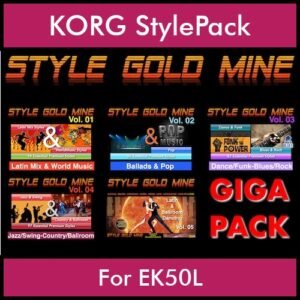 StyleGoldMine By PK GIGAPACK STYLEGOLDMINE Vol. 1  - Vol. 01 to Vol. 05 - 428 Styles for KORG EK50L in STY format