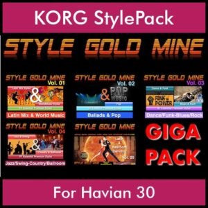 StyleGoldMine By PK GIGAPACK STYLEGOLDMINE Vol. 1  - Vol. 01 to Vol. 05 - 428 Styles for KORG Havian 30 in STY format