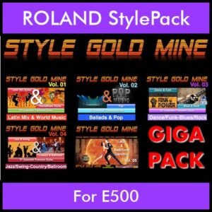 StyleGoldMine By PK GIGAPACK STYLEGOLDMINE Vol. 1  - Vol. 01 to Vol. 05 - 428 Styles for ROLAND E500 in STL format