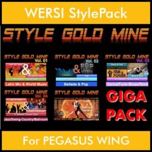 StyleGoldMine By PK GIGAPACK STYLEGOLDMINE Vol. 1  - Vol. 01 to Vol. 05 - 428 Styles for WERSI PEGASUS WING in STY format