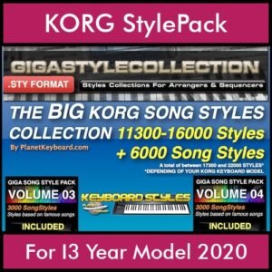 The BIG KORG Song Styles Pack By PK GIGAPACK SONGSTYLES Vol. 1  - 17300 Styles - 11305 Styles / 6000 Song Styles for KORG I3 Year Model 2020 in STY format