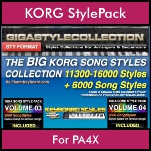 The BIG KORG Song Styles Pack By PK GIGAPACK SONGSTYLES Vol. 1  - 22000 Styles - 16000 Styles / 6000 Song Styles for KORG PA4X in STY format