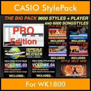 The BIG Pack By PK Incl. GSC NEXTGEN PRO 9800 Styles With Style Player Vol. 1  - 15800 Styles Splitted into - 9800 Styles and 6000 Song Styles for CASIO WK1800 in STL format