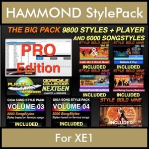 The BIG Pack By PK Incl. GSC NEXTGEN PRO 9800 Styles With Style Player Vol. 1  - 15800 Styles Splitted into - 9800 Styles and 6000 Song Styles for HAMMOND XE1 in PAT format