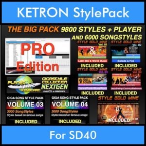 The BIG Pack By PK Incl. GSC NEXTGEN PRO 9800 Styles With Style Player Vol. 1  - 15800 Styles Splitted into - 9800 Styles and 6000 Song Styles for KETRON SD40 in KST format