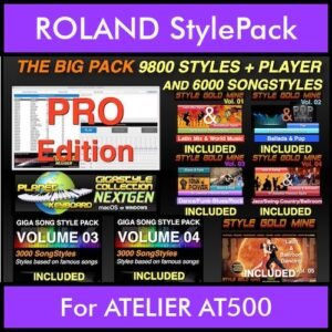 The BIG Pack By PK Incl. GSC NEXTGEN PRO 9800 Styles With Style Player Vol. 1  - 15800 Styles Splitted into - 9800 Styles and 6000 Song Styles for ROLAND ATELIER AT500 in STL format