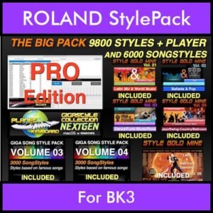 The BIG Pack By PK Incl. GSC NEXTGEN PRO 9800 Styles With Style Player Vol. 1  - 15800 Styles Splitted into - 9800 Styles and 6000 Song Styles for ROLAND BK3 in STL format