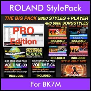 The BIG Pack By PK Incl. GSC NEXTGEN PRO 9800 Styles With Style Player Vol. 1  - 15800 Styles Splitted into - 9800 Styles and 6000 Song Styles for ROLAND BK7M in STL format