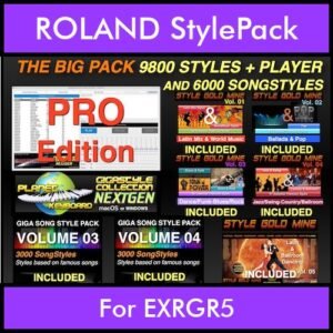 The BIG Pack By PK Incl. GSC NEXTGEN PRO 9800 Styles With Style Player Vol. 1  - 15800 Styles Splitted into - 9800 Styles and 6000 Song Styles for ROLAND EXRGR5 in STL format