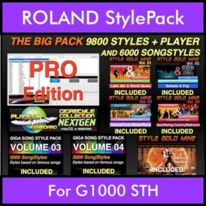 The BIG Pack By PK Incl. GSC NEXTGEN PRO 9800 Styles With Style Player Vol. 1  - 15800 Styles Splitted into - 9800 Styles and 6000 Song Styles for ROLAND G1000 STH in STH format