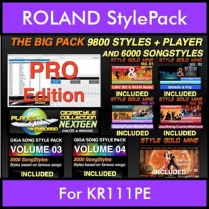 The BIG Pack By PK Incl. GSC NEXTGEN PRO 9800 Styles With Style Player Vol. 1  - 15800 Styles Splitted into - 9800 Styles and 6000 Song Styles for ROLAND KR111PE in STL format