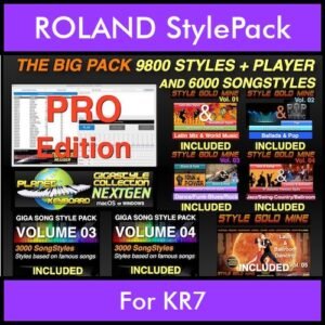 The BIG Pack By PK Incl. GSC NEXTGEN PRO 9800 Styles With Style Player Vol. 1  - 15800 Styles Splitted into - 9800 Styles and 6000 Song Styles for ROLAND KR7 in STL format