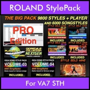 The BIG Pack By PK Incl. GSC NEXTGEN PRO 9800 Styles With Style Player Vol. 1  - 15800 Styles Splitted into - 9800 Styles and 6000 Song Styles for ROLAND VA7 STH in STL format