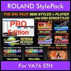 The BIG Pack By PK Incl. GSC NEXTGEN PRO 9800 Styles With Style Player Vol. 1  - 15800 Styles Splitted into - 9800 Styles and 6000 Song Styles for ROLAND VA76 STH in STL format