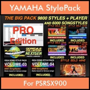 The BIG Pack By PK Incl. GSC NEXTGEN PRO 9800 Styles With Style Player Vol. 1  - 15800 Styles Splitted into - 9800 Styles and 6000 Song Styles for YAMAHA PSRSX900 in STY format