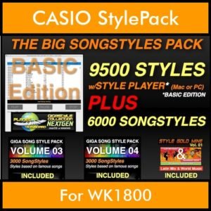 The Big Song Style Pack By PK Incl. GSC NEXTGEN BASIC 9500 Styles With Style Player Vol. 1  - 15500 Styles Splitted into - 9500 Styles and 6000 Song Styles for CASIO WK1800 in STL format