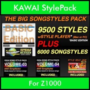 The Big Song Style Pack By PK Incl. GSC NEXTGEN BASIC 9500 Styles With Style Player Vol. 1  - 15500 Styles Splitted into - 9500 Styles and 6000 Song Styles for KAWAI Z1000 in AL2 format