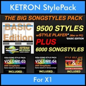 The Big Song Style Pack By PK Incl. GSC NEXTGEN BASIC 9500 Styles With Style Player Vol. 1  - 15500 Styles Splitted into - 9500 Styles and 6000 Song Styles for KETRON X1 in PAT format
