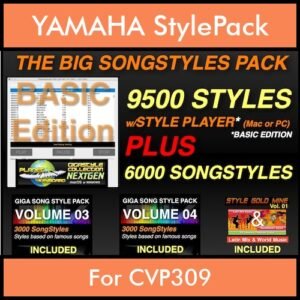The Big Song Style Pack By PK Incl. GSC NEXTGEN BASIC 9500 Styles With Style Player Vol. 1  - 15500 Styles Splitted into - 9500 Styles and 6000 Song Styles for YAMAHA CVP309 in STY format