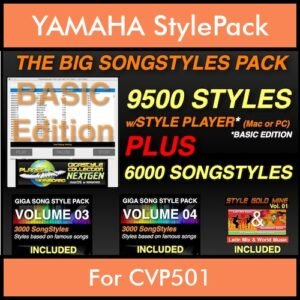 The Big Song Style Pack By PK Incl. GSC NEXTGEN BASIC 9500 Styles With Style Player Vol. 1  - 15500 Styles Splitted into - 9500 Styles and 6000 Song Styles for YAMAHA CVP501 in STY format