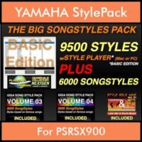 The Big Song Style Pack By PK Incl. GSC NEXTGEN BASIC 9500 Styles With Style Player Vol. 1 - 15500 Styles Splitted into - 9500 Styles and 6000 Song Styles for YAMAHA PSRSX900 in STY format