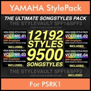 The Ultimate Song Style Pack By PK GIGAPACK SONGSTYLES Vol. 1  - 21692 Styles Splitted into - 12192 Styles and 9500 Song Styles for YAMAHA PSRK1 in STY format