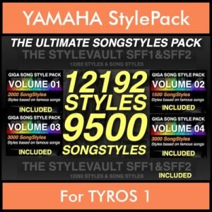 The Ultimate Song Style Pack By PK GIGAPACK SONGSTYLES Vol. 1  - 21692 Styles Splitted into - 12192 Styles and 9500 Song Styles for YAMAHA TYROS 1 in STY format