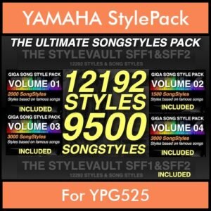 The Ultimate Song Style Pack By PK GIGAPACK SONGSTYLES Vol. 1  - 21692 Styles Splitted into - 12192 Styles and 9500 Song Styles for YAMAHA YPG525 in STY format