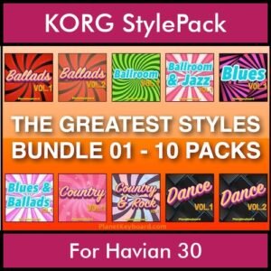 The Greatest Styles By PK Bunde TGS Vol. 01  - Vol. 01 to Vol. 10 - 600 Styles / Song Styles for KORG Havian 30 in STY format