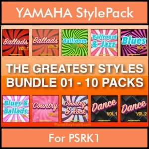 The Greatest Styles By PK Bunde TGS Vol. 01  - Vol. 01 to Vol. 10 - 600 Styles / Song Styles for YAMAHA PSRK1 in STY format