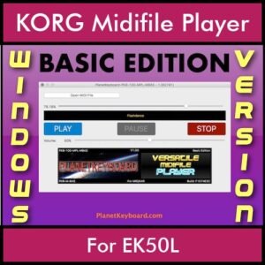 VERSATILE MIDIFILE PLAYER By PK BASIC EDITION V 1  - FOR PC - COMPUTER for KORG EK50L in MID format