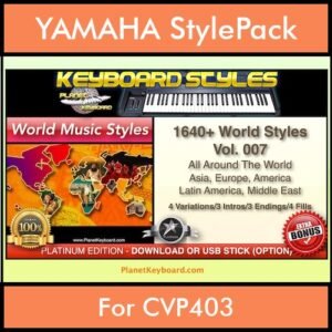 World Music By PK Vol. 1  - 1640 World Music Styles - 1640 World Music Styles for YAMAHA CVP403 in STY format